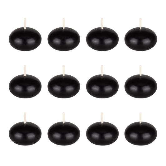 Mega Candles 12 pcs Unscented Black Floating Candles, Hand Poured Wax Candle 1.5 Inch Diameter, Home Décor, Wedding Receptions, Occasions, Festivities, Events, Meditations, Tranquility, Spa