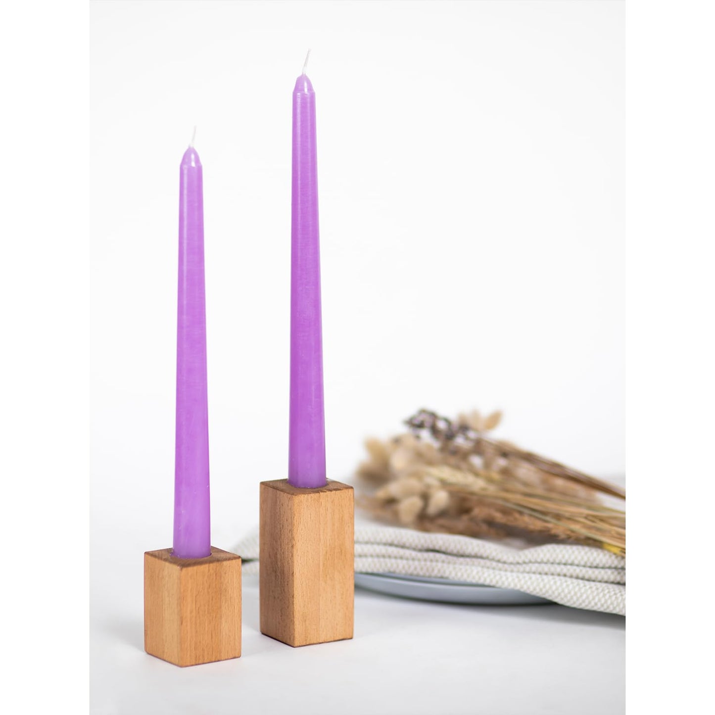 CANDWAX 12 inch Taper Lilac Candles Pack of 4 - Unscented Smokeless Dripless Tall Candlesticks - Perfect for Special Occasions, Ordinary Dinners, for Mother's Day - Lavender Candle Sticks