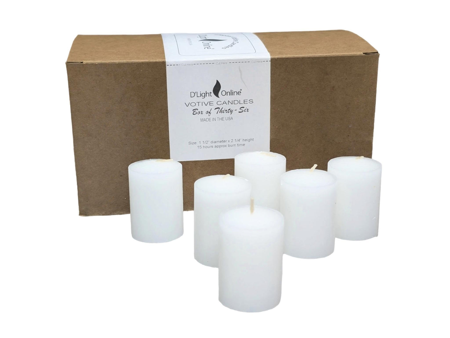 D'light Online 15 Hour Unscented White Emergency And Events Bulk Votive Candles For Wedding Votives, Luminary Candles, Restaurants, Churches, Bars, Parties, Spa and Decor (Set of 288 - White, 15 Hour)