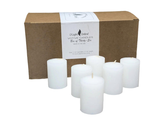 D'light Online 15 Hour Unscented White Emergency And Events Bulk Votive Candles For Wedding Votives, Luminary Candles, Restaurants, Churches, Bars, Parties, Spa and Decor (Set of 288 - White, 15 Hour)