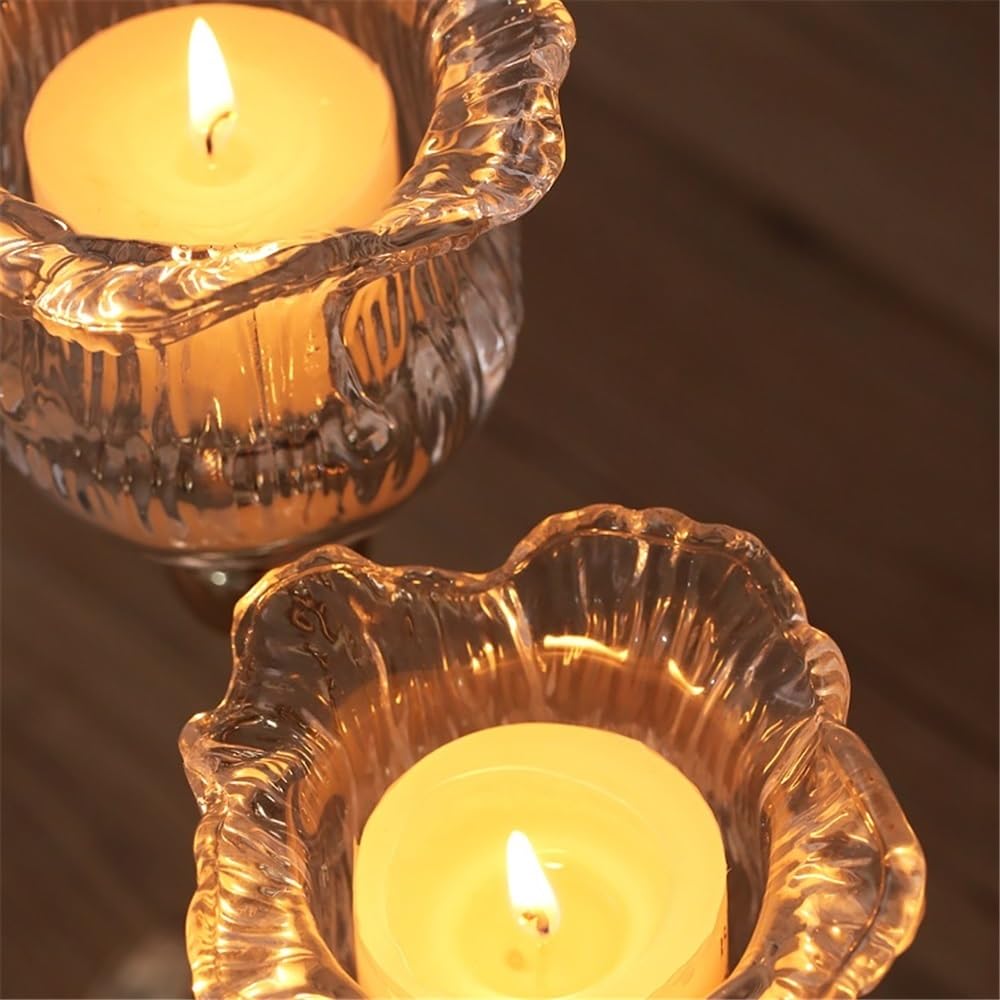 YUHUAWF Candle Holderss European Crystal Glass Tall Candle Holder Candlelight Dinner Table Decoration Home Furnishings Decorative Candlestick(Small)