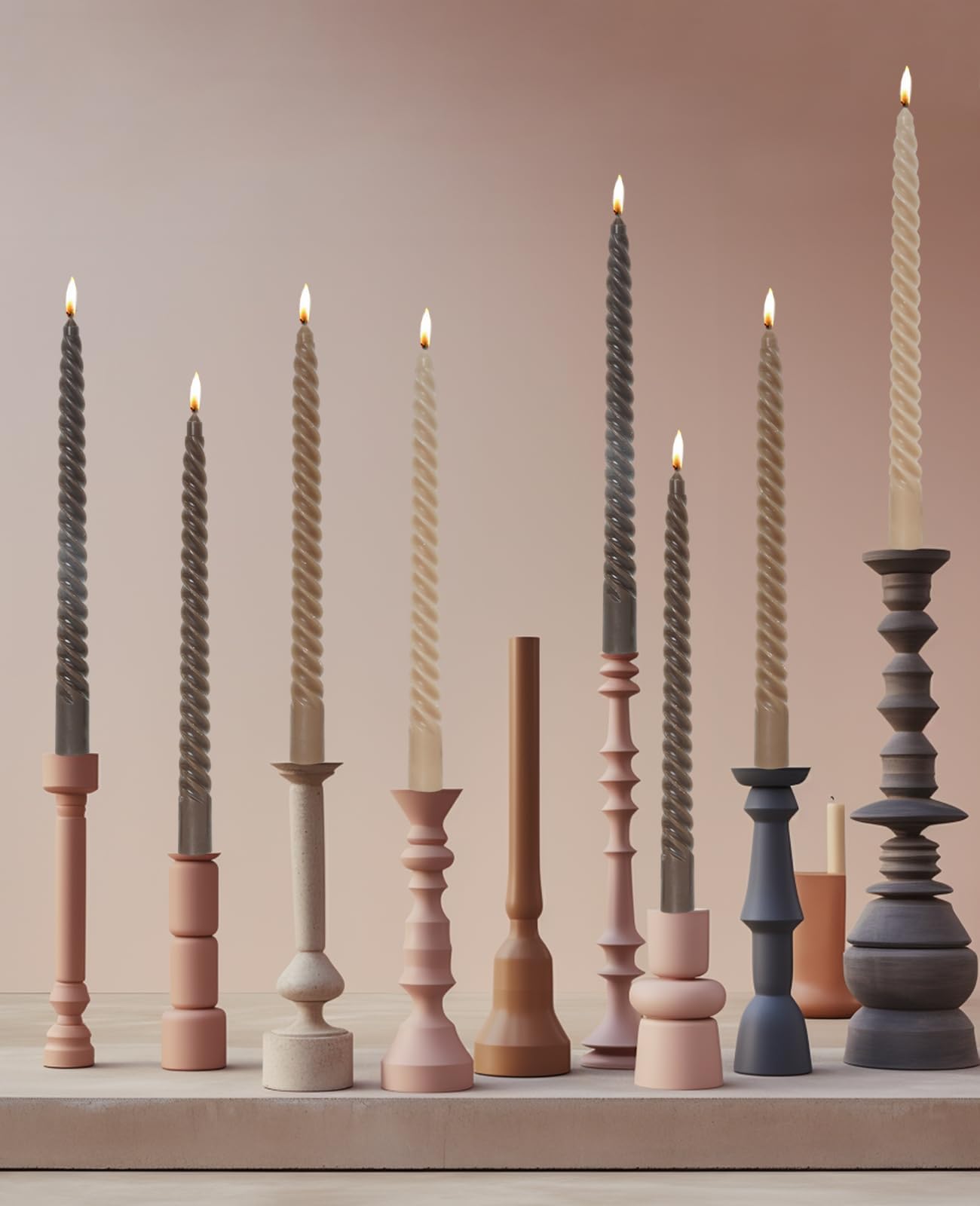 LPUSA Purple Gradient Tall Taper Candles Spiral Candle Sticks,Unscented Pastel Candle for Holiday,Wedding and Home Decoration,10inch,12 Pack(E-Purple Gradient)
