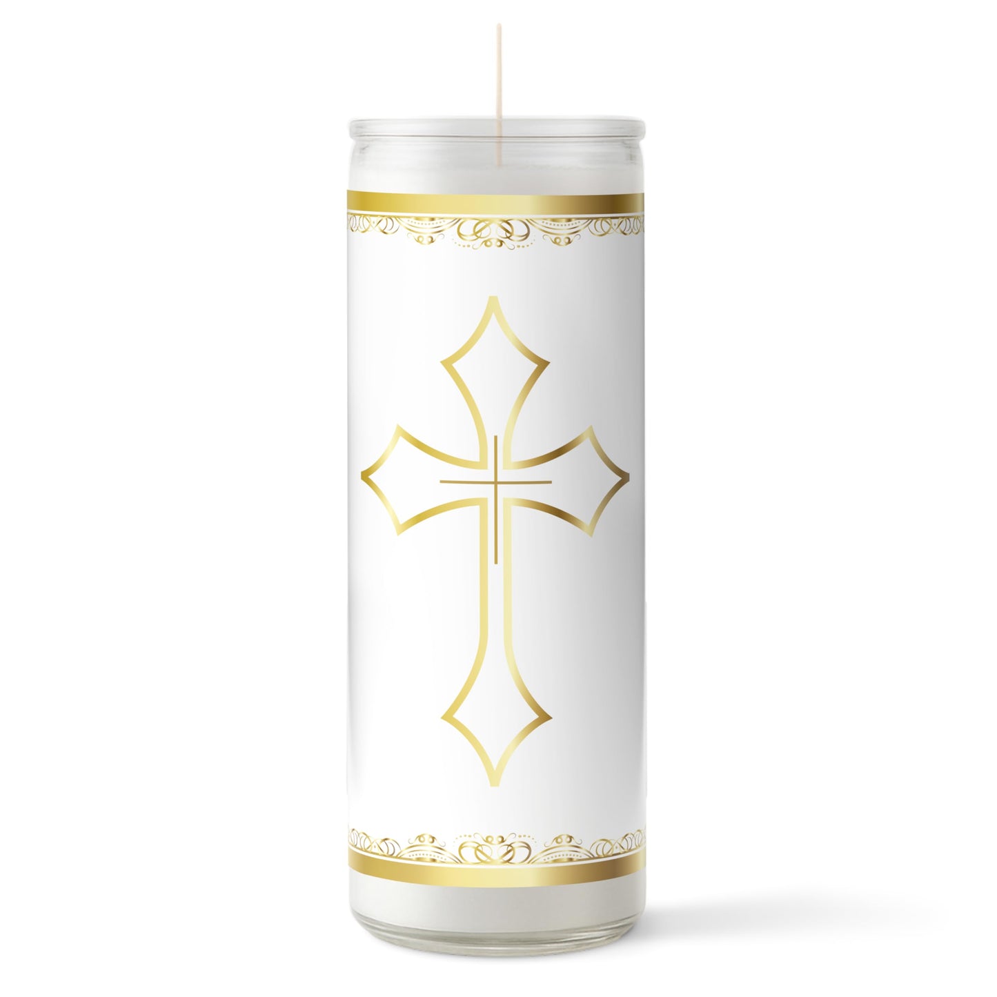 Alumenza 6 Pack Santa Cruz Candle in Glass Jar 90 Hours– Paraffin Wax, Clean Burning Unscented | Large & Tall Devotional Prayer Pillar Candles for Home, Memorial, Rituals