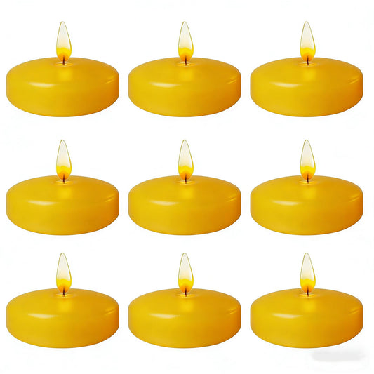 Yellow Floating Candles 3 Inch 12 Pack – Paraffin Wax Floating Candle for Warm, Cheerful Party & Home Décor – Clean Burning & Long Lasting