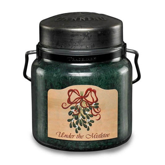 McCall’s Candles | Under the Mistletoe | 16 oz Scented Candle | USA-Poured | Vintage Rustic Jar with Carrying Handle | Hazelnut, Cinnamon & Maple Holiday Fragrance