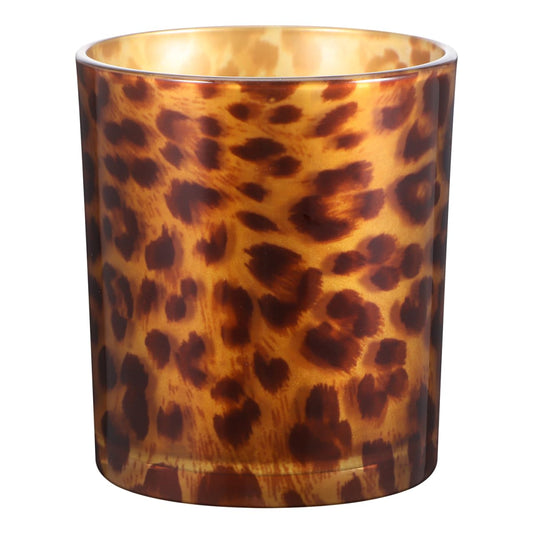 IMIKEYA Stable Vintage Leopard Print Glass Candle Holder for Decorative Candle