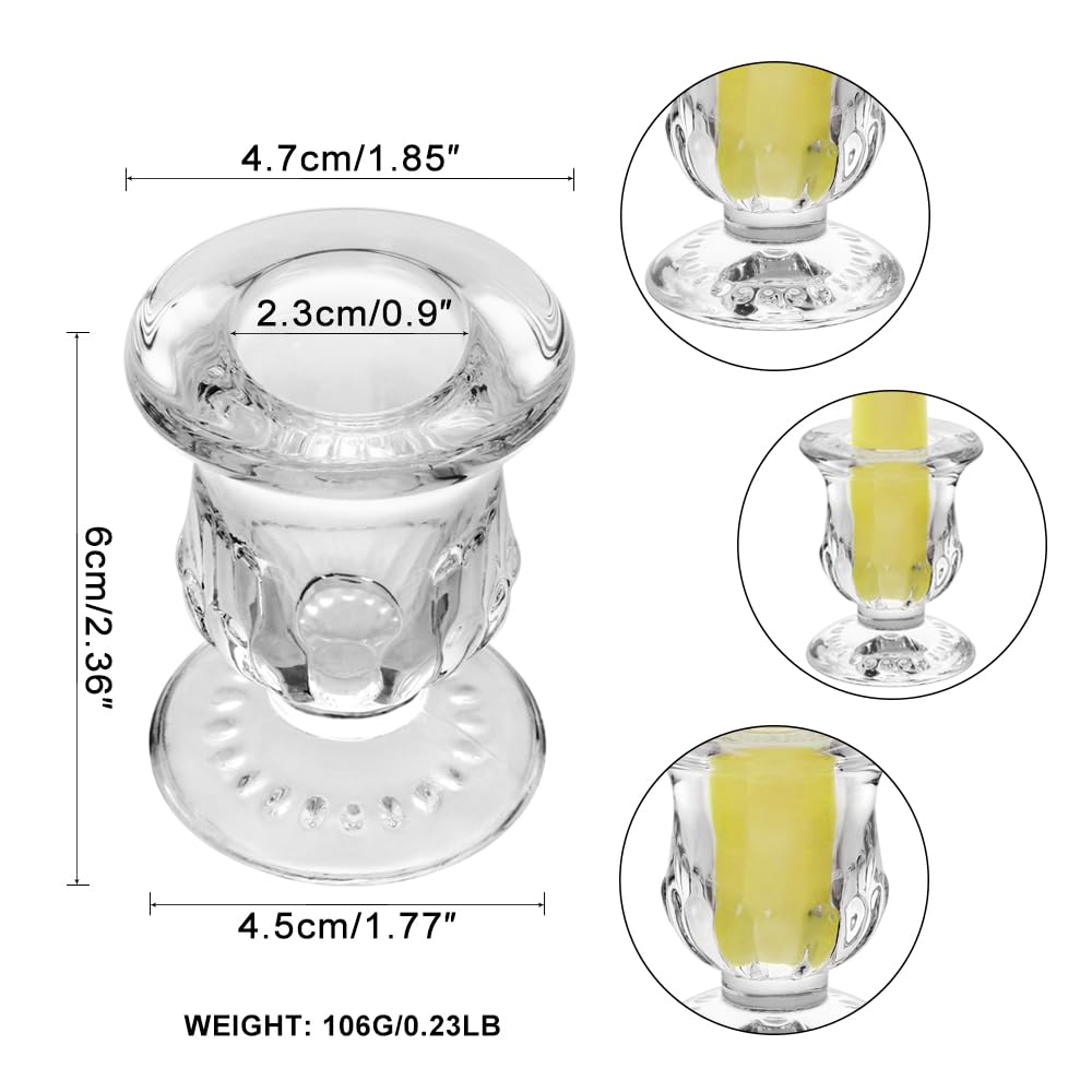 BTGLLAS Glass Taper Candle Holder Set of 24 - Clear Crystal Candlestick Holders for Tapered Candles, Elegant Candle Stick Holder Set for Wedding Party Christmas Thanksgiving Festival (24, Transparent)