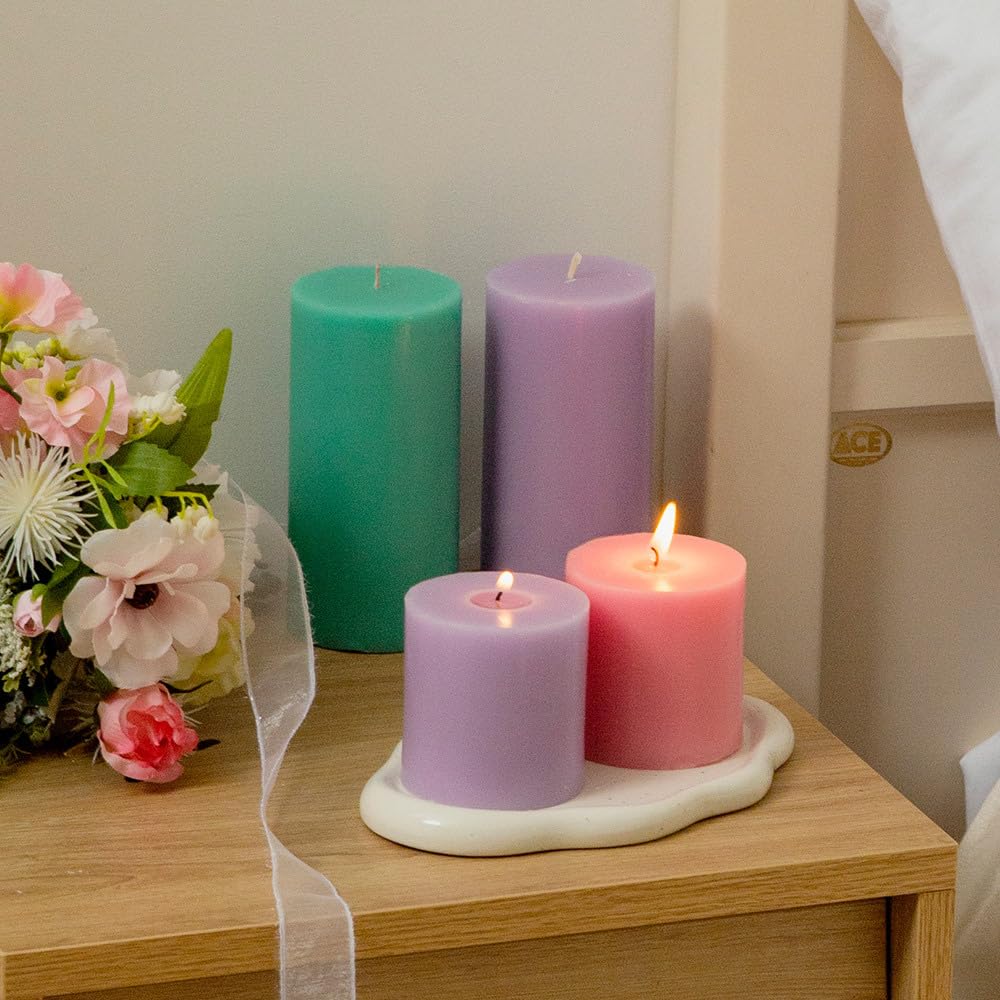 COCODOR Scented Pillar Candles, 3x6 Inch, Black Cherry, Candle Set of 3, Long Buring 85 Hours, Candles for Weddings, Party, Dinner, Home Decor.