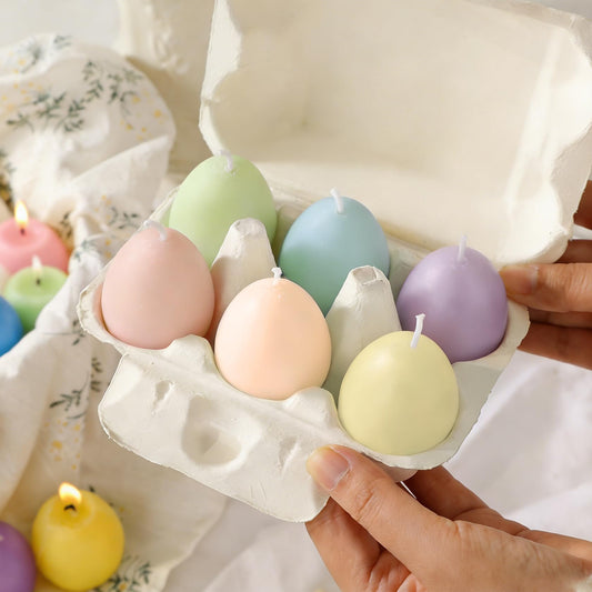 Fieldspark 6 Pcs Easter Eggs Candles Colorful, 2.0'' x 2.7'' Flower & Fruit Scented Candles, Cute Egg Shaped Votive Easter Gifts for Kids, Home Decor, Spring Celebration