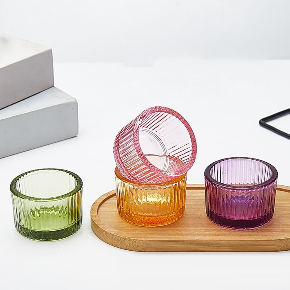 UUYYEO 2 Pcs Glass Tealight Candle Holder Clear Tea Light Candle Cups Votive Candles Holders Containers Floating Candles Holders Dining Table Candle Holder Wedding Table Centerpieces Red