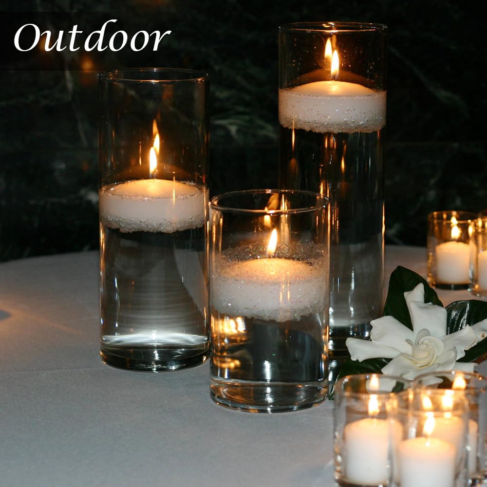 3 inch Floating Candles,24Pack Gold Dripless Wax Unscented Wax 13-15Hours Burning, Wedding Party Candles,for Centerpieces Suitable for Cylindrical Vases,Swimming Pool,Restaurant Decoration