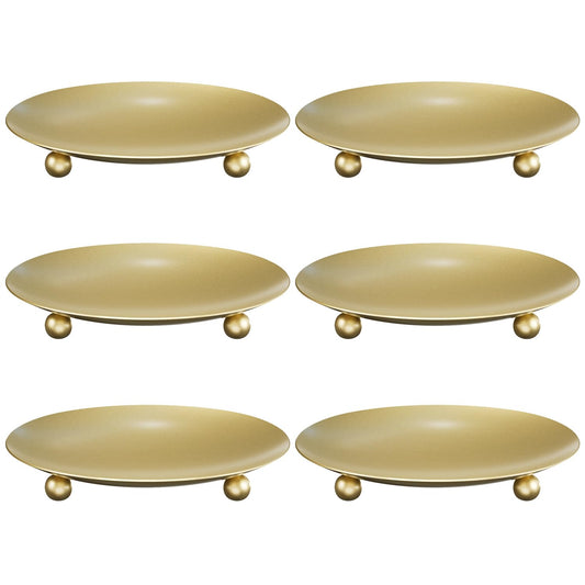 Apsvwys Gold Candle Holders for Pillar Candles, Set of 6 Premium Metal Candle Plates Candle Stand for LED or Wax Candles, Decorative Pillar Candle Holder Dish for Table Centerpiece