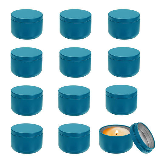 MECCANIXITY 3oz Candle Tins, 12pcs Metal Candle Tins Jars with Lids Round Empty Tin Can Containers Bulk for Storage Tea and Making DIY Arts Crafts Christmas Gifts, Navy Blue