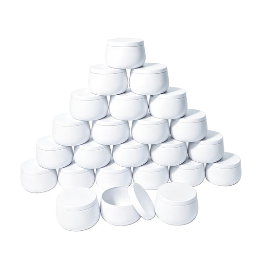 HOMAMAMOON 24 Pack Candle Tins for Making Candles, 8 oz Matte White Empty Candle Jars with Lids, Premium Seamless Metal Candle Containers Jars for DIY Craft, Small Business,Travel, Storage & Gifts