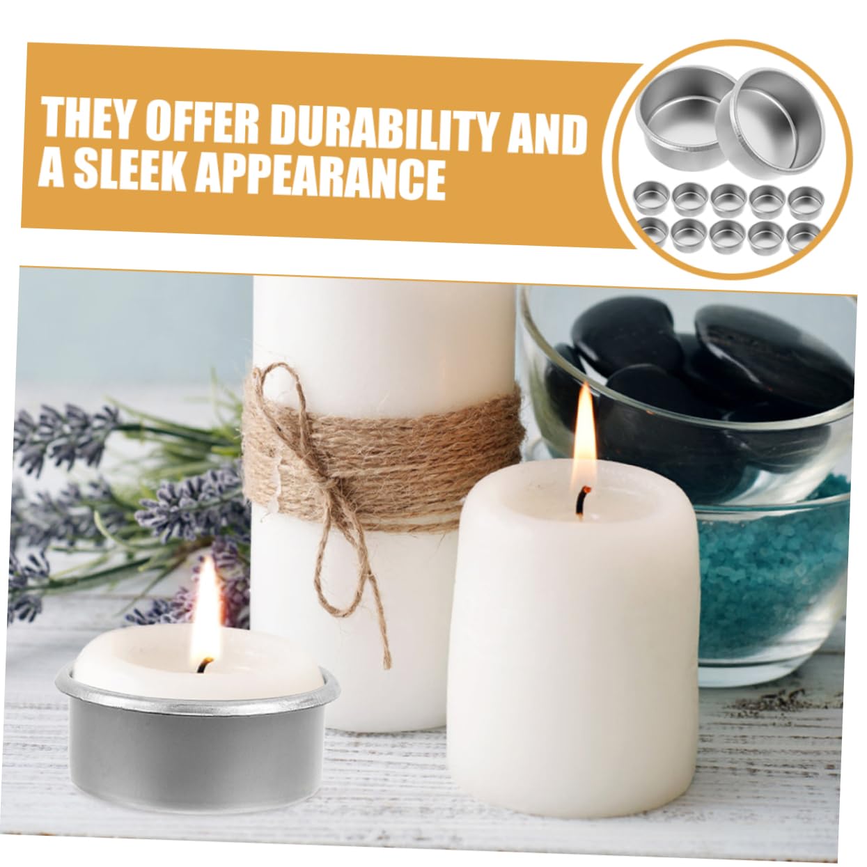 PLAFOPE 15pcs Metal Candle Tins DIY Tea Light Containers for Home Decor Essential Oil Burning and Aromatherapy Sturdy Construction Minimalist Design