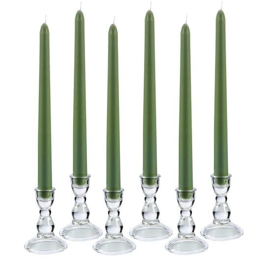 Glass Candle Holder for Taper Candles, Clear Decorative Candle Sticks Holders Set of 6 for Christmas Decor and Thanksgiving Wedding Dining Party Table Decorations (Exclude Candles)
