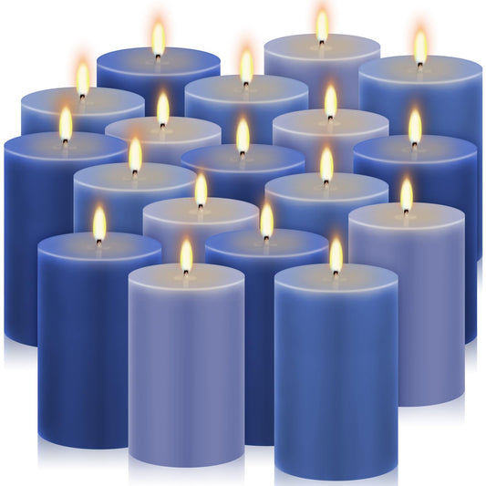 Conelist Set of 6 Gradient Blue Small Pillar Candles 2 x 3 Inch Unscented Colored Votive Candles for Wedding Holiday Church Dinner Table Home Decor