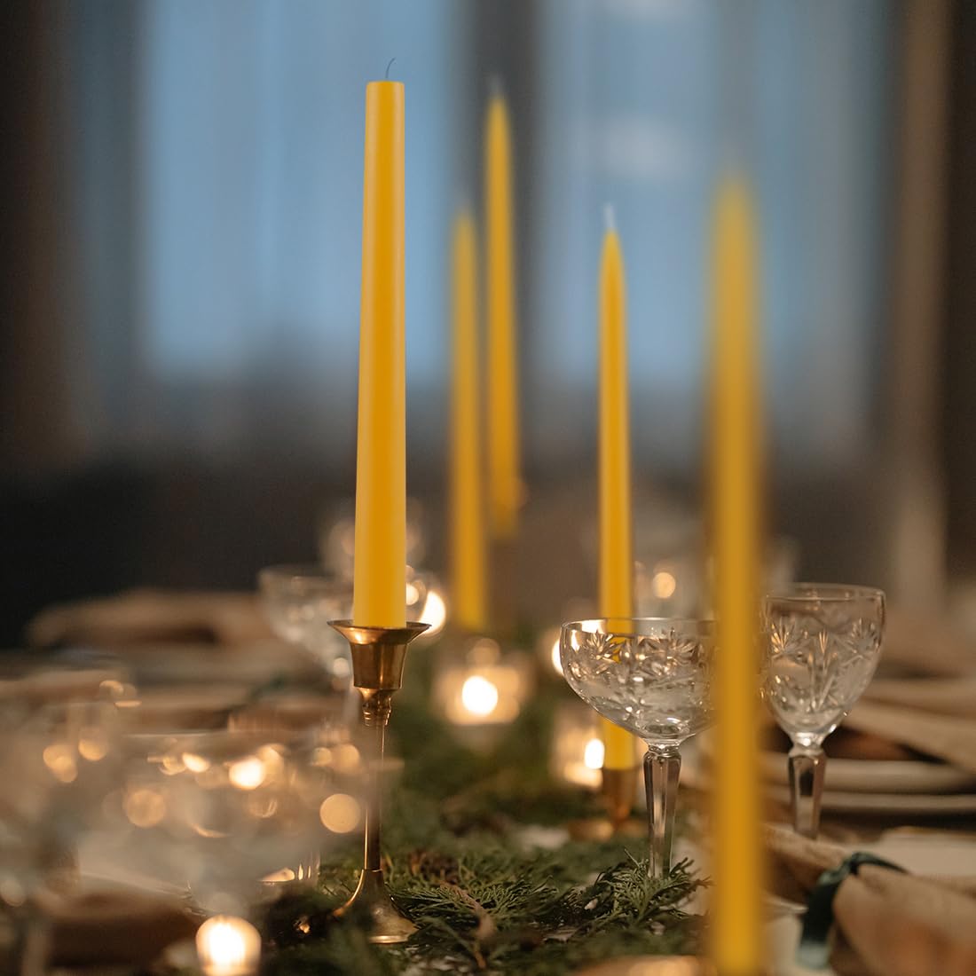 10 inch Natural Beeswax Taper Candles 4 Pack - Dripless Candle 100% Pure Unscented Beeswax, 8 Hours Long Burning Time -Yellow