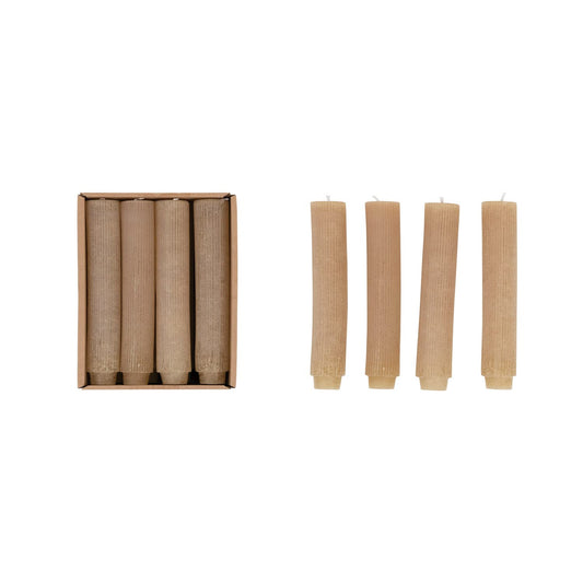 Creative Co-Op Unscented Pleated Taper Candles in Box, Set of 12
