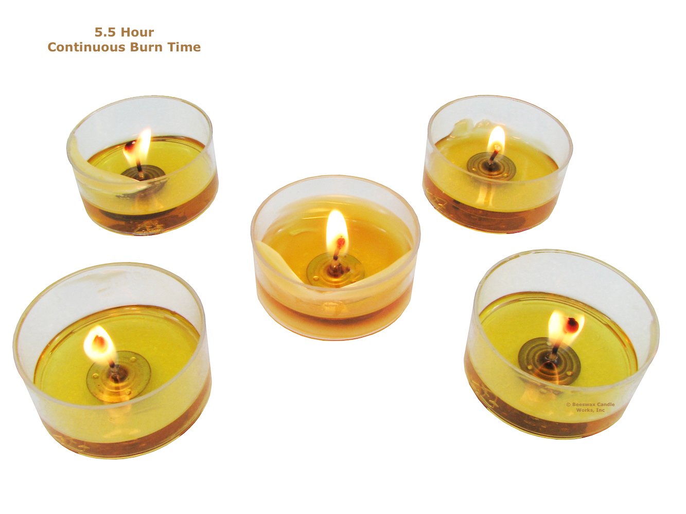 Beeswax Candle Works, 6-Hour Tea Lights (Pack of 27) Clear Cups, 100% USA Beeswax