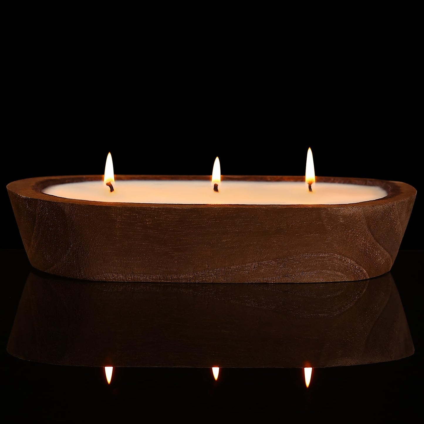Scented Candles for Home, YeeQue 4pack Aromatheraphy Candle, Large Wooden Bowl Candle for Women,Girl Birthday Gift 3 Wicks, 48oz,120Hours Long Lasting Burn