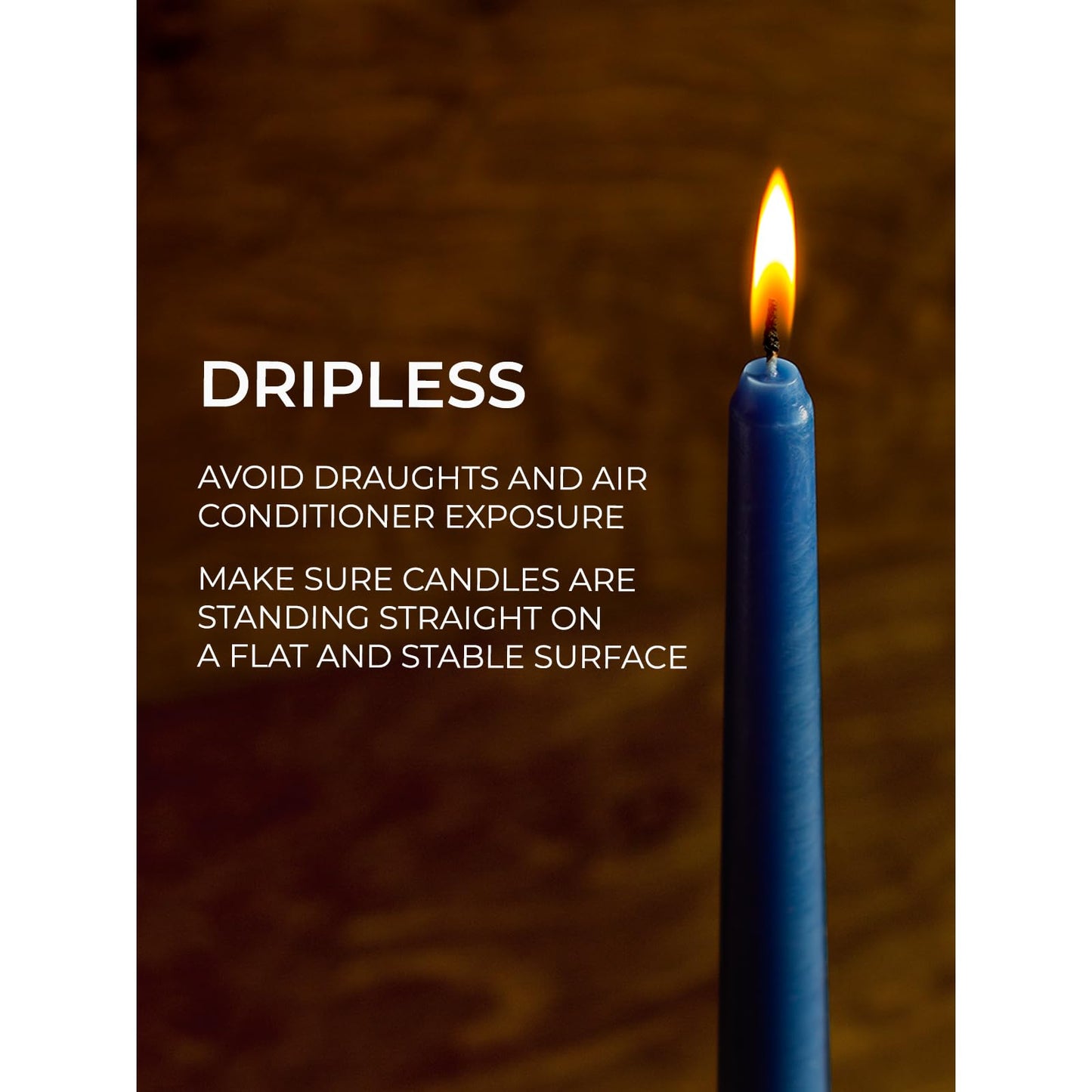 CANDWAX 12 inch Taper Candles - Set of 4 Dripless and Smokeless Unscented Slow Burning Candle Sticks - Dark Blue Candles