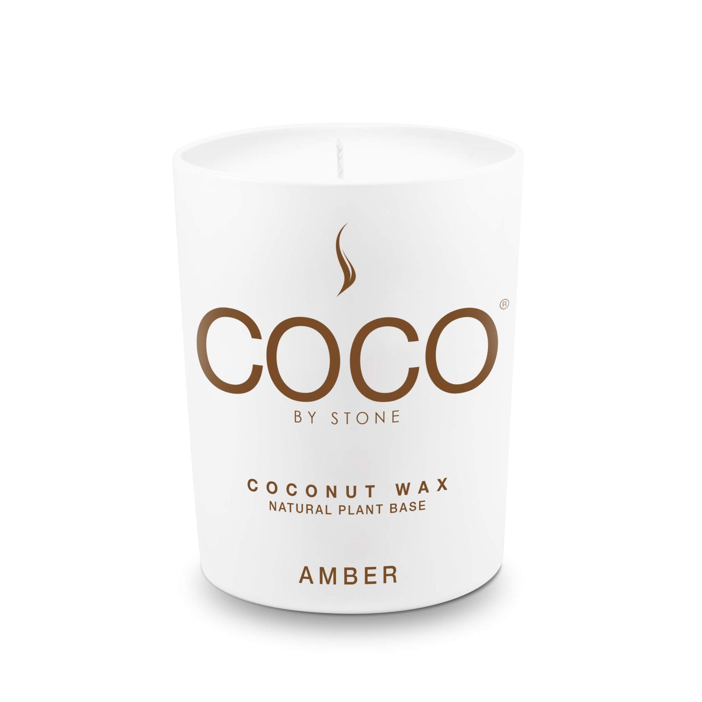 COCO by Stone 6.5oz Candle, Coconut Apricot Wax Candle for Home (Amber), Home Fragrance Product, 1-Wick Candle, Enhances Indoor Aroma, Vegan & Cruelty-Free, Clean Burning, Hand-Poured
