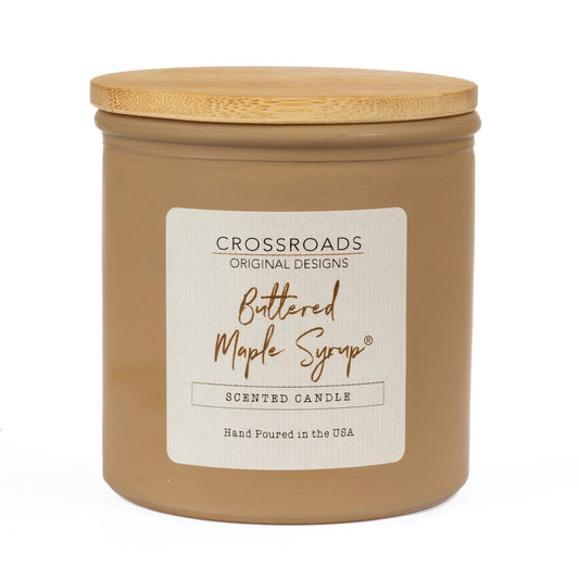 Crossroads Buttered Maple Syrup Colored Glass Candle, 14 Oz