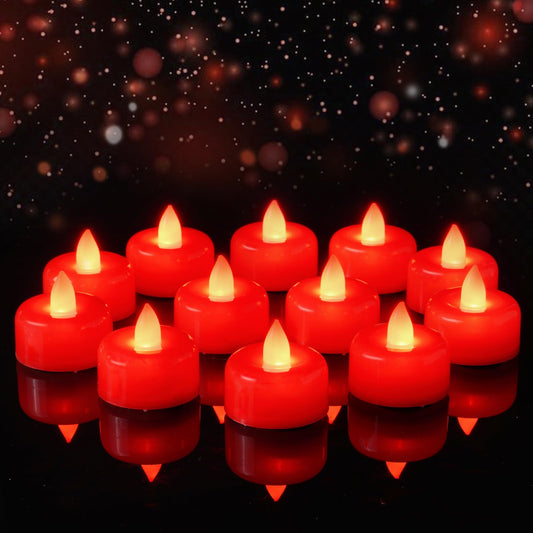 Amagic 24 Pack Red Flameless LED Tea Lights Candles Battery Operated, Electric Fake Tealight Candles for Votive, Wedding, Table Centerpiece, Party, Aniversary, Proposal, Halloween, Christmas