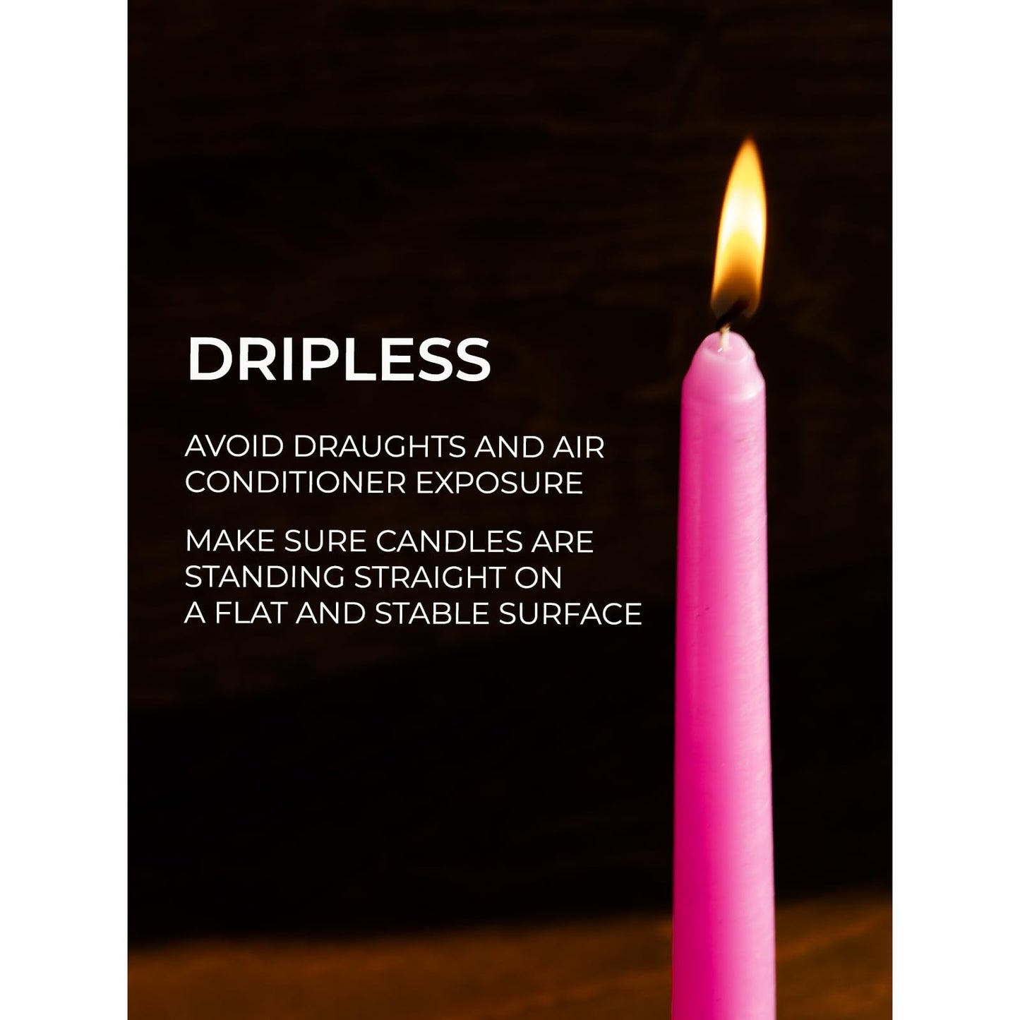 CANDWAX 8 inch Pink Taper Candles Pack of 4 - Unscented Smokeless Dripless Tall Candlesticks - Perfect as Easter Candles and for Holidays, Ordinary Dinners and Special Occasions - Pink Candle Sticks
