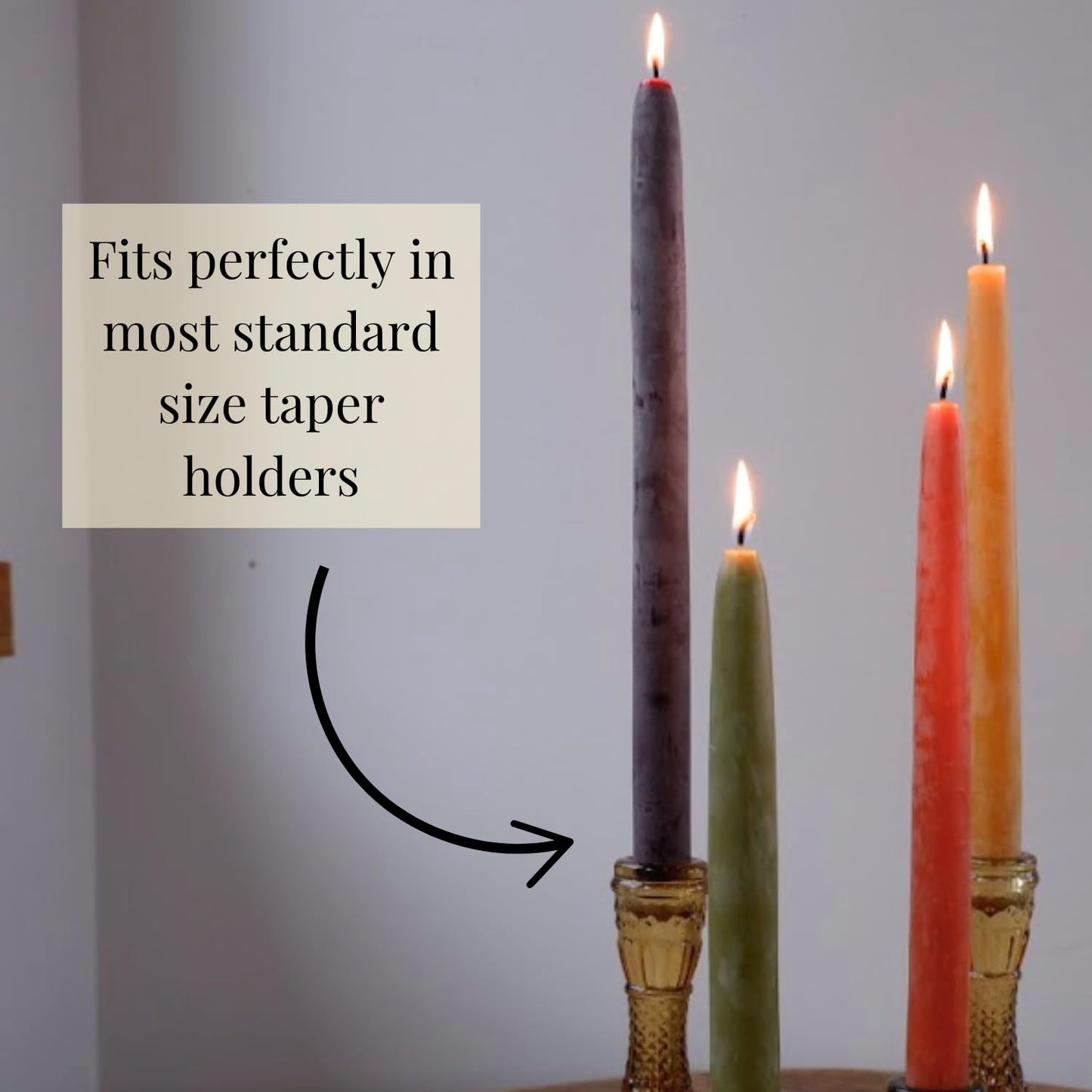 Candlestock Beeswax Taper Candles – Standard 7/8" Diameter, Pure 100% Natural USA Beeswax, Cotton Wick, Dripless, Long-Burning, Handmade in Woodstock, NY- 10 Inches - 2 Pairs (4 Candles) - Plum Purple