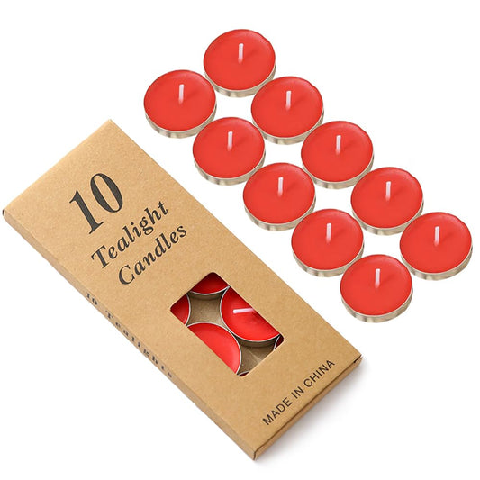 Colored tealight Candles Handmade Organic Tea Lights Set of 10pack Small red Candles 1.5-2 Hours Burn Tea Lights for Valentine's Day, Birthday, Votive Parties ，Home Decoration (Red)