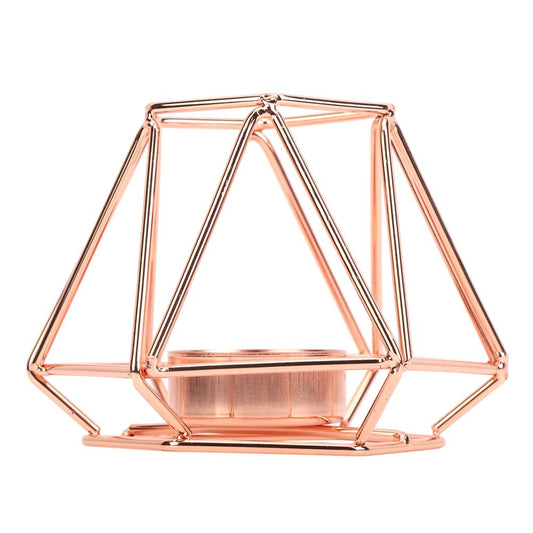 Geometric Tealight Candle Holders | Gold Hollow - Out Design for Table Decor/Wedding Centerpiece/Party | Nordic Style Iron Candlestick, 4.7x3.4 inch