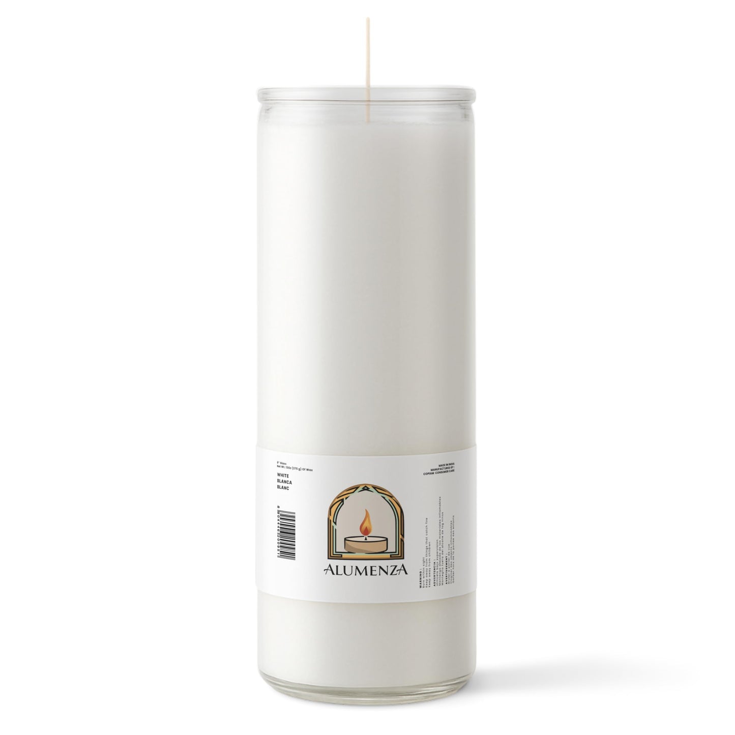 Alumenza Bulk 3 Pack White 7 Day Candles in Glass Jar – Paraffin Wax, Clean Burning Unscented | Large & Tall Devotional Prayer Pillar Candles for Home, Memorial, Spells, Long Lasting