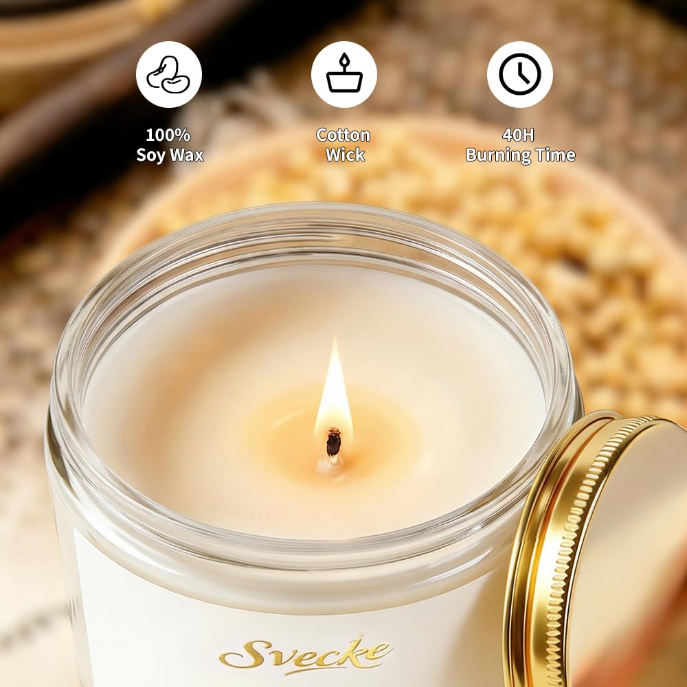 SVECKE Gardenia Scented Candle 7oz Soy Wax Jar Candle Long Burning Aromatherapy Candle for Home Bedroom Gift for Women Men Housewarming New Home Gift