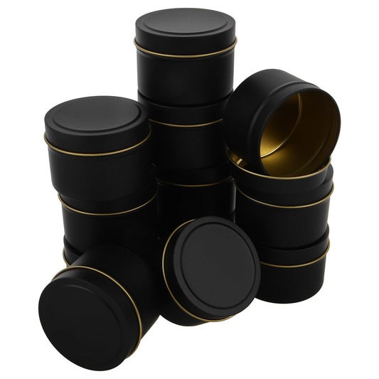 Milisten 12pcs 4oz Black Matte Vintage Metal Candle Jars with Lids Empty Soy Wax Candle Containers for Tea Light Holders and DIY Making Supplies Travel-Friendly Storage Tins