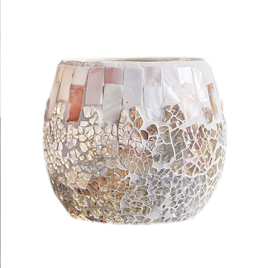 BSNANCA Candlestick Shell Light-Colored Glass Mosaic Candle Holder Candle Holder Aromatherapy Candle Holder Candlelight Dinner Decoration Ornaments Candle Holder