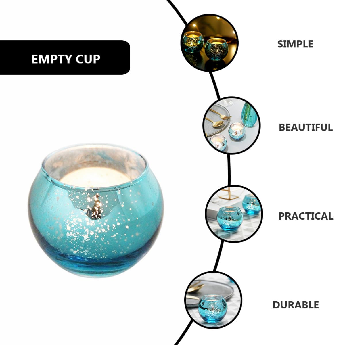 ZUNOXAZ 12pcs Blue Speckled Glass Candleholders Decorative Tealight Holders Small Round Cups for Residential and Hospitality Table Centerpiece