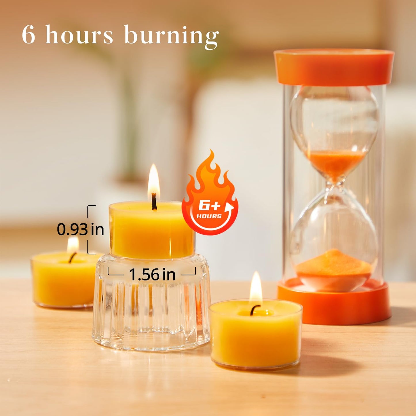 Ashlux 6 Hours Beeswax Tealights Candles, 48 Packs Pure Beeswax Tea Lights