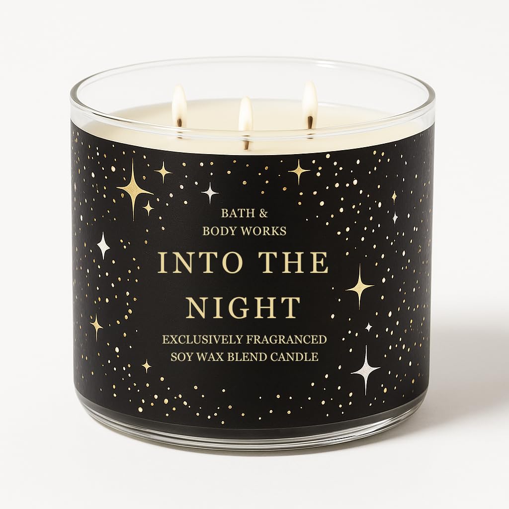 Bath & Body Works Into the Night 3‑Wick Candle 14.5 oz (411 g) – Raspberry Noir · Velvet Rose Petals · Mocha Musk