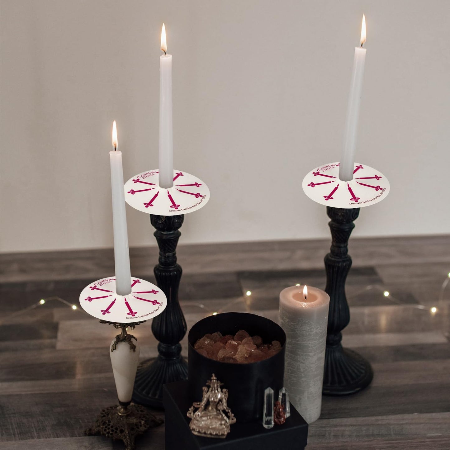150 Packs Unscented White No Smoke ChurchCandles with Drip Protectors for Devotionalcandlelight Vigil Service.