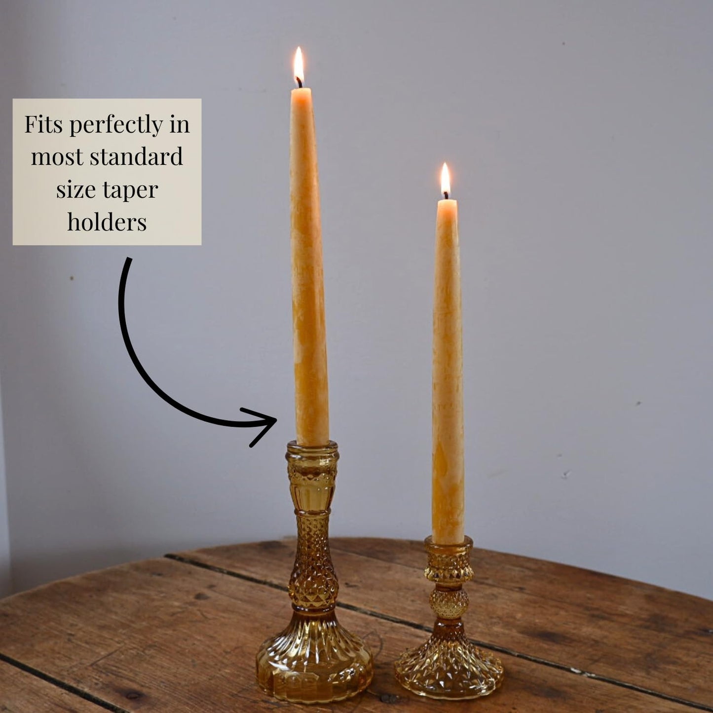 Candlestock Beeswax Taper Candles – Standard 7/8" Diameter, Pure 100% Natural USA Beeswax, Cotton Wick, Dripless, Long-Burning, Handmade in Woodstock, NY- 10 Inches - 2 Pairs (4 Candles) - Natural