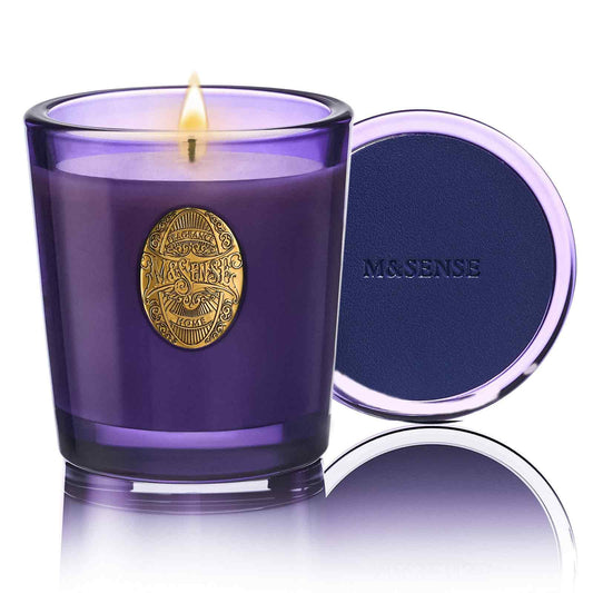 M&SENSE Natural Soy Candle | Lavender Citrus & Purple | 9.2 oz, 50H Burn Time | Luxury Scented Candle for Relaxation, Gifting, Home Décor | Ideal for Bedroom, Office, Party Ambiance