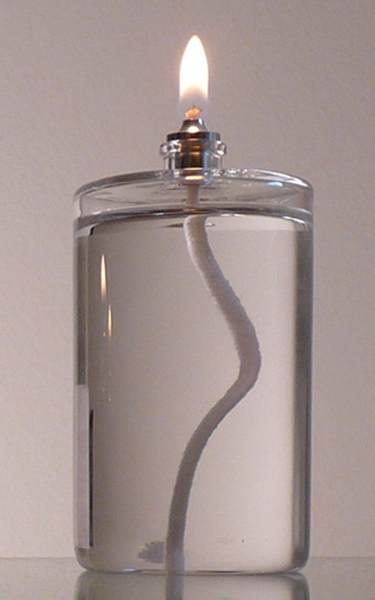 Firefly Fuels Refillable Glass Oil Candle - 5 oz Liquid Candle for Indoor Use, Outdoor Events, Emergency Lighting - Clean Burning with Wick and Holder Included. Use with Liquid Paraffin or Lamp Oil
