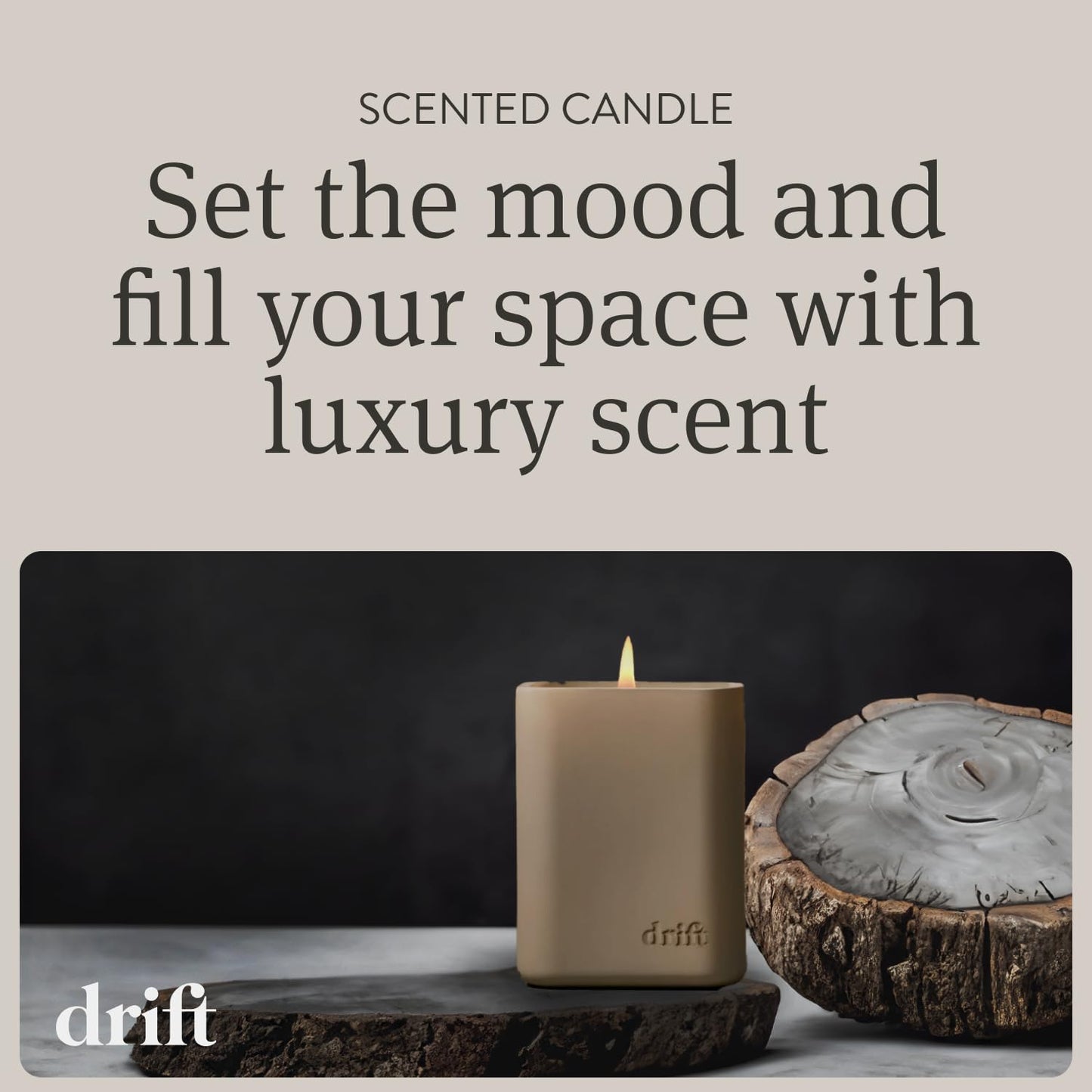 Drift Amber Scented Candle - Home Decor - Fragrance Oil Candle - 60 Day Burn Time - 10.5 oz