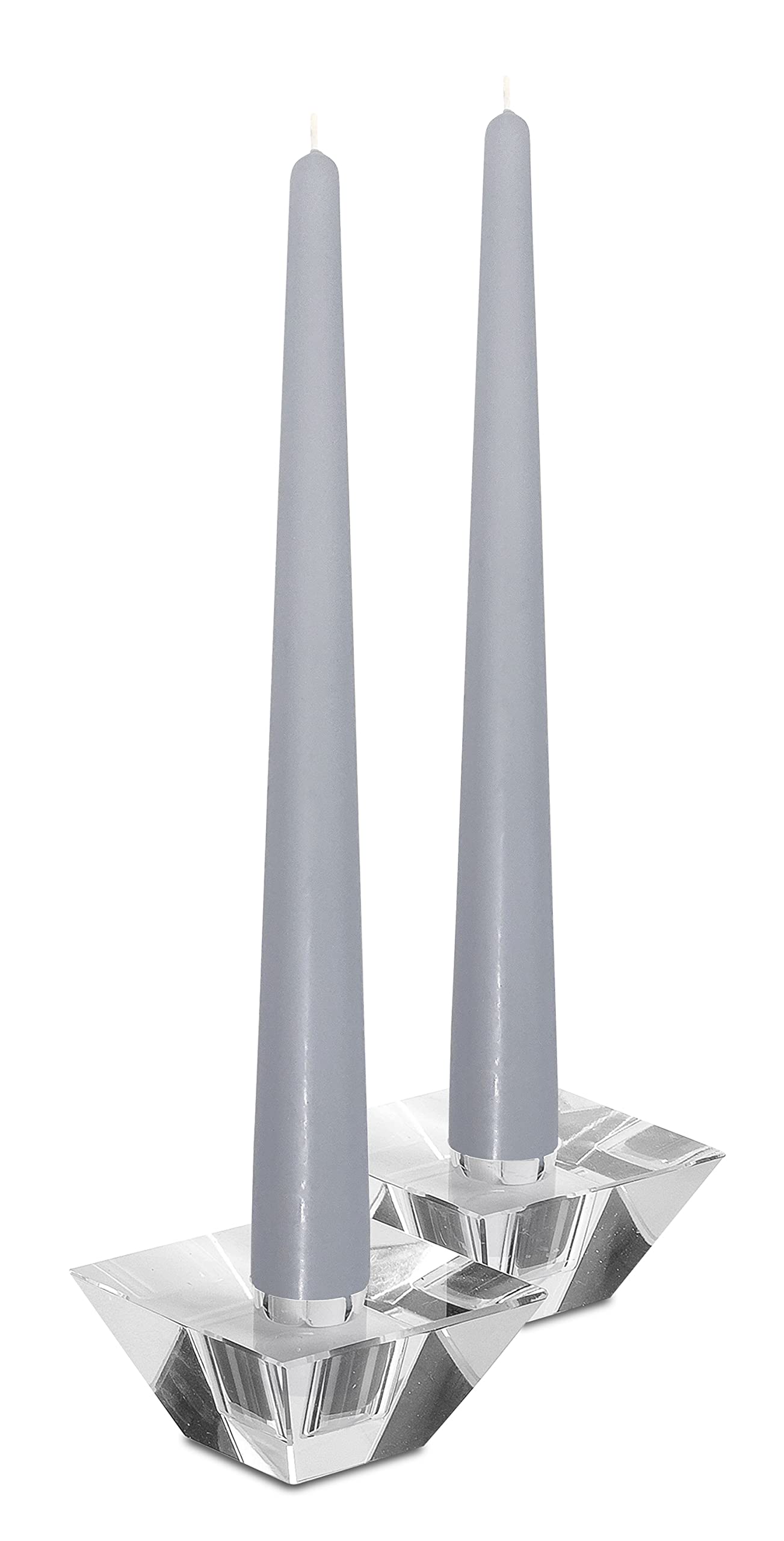 Hyoola Tall Taper Candles - 12 Inch Silver Grey Unscented Dripless Taper Candles - 10 Hour Burn Time - 12 Pack