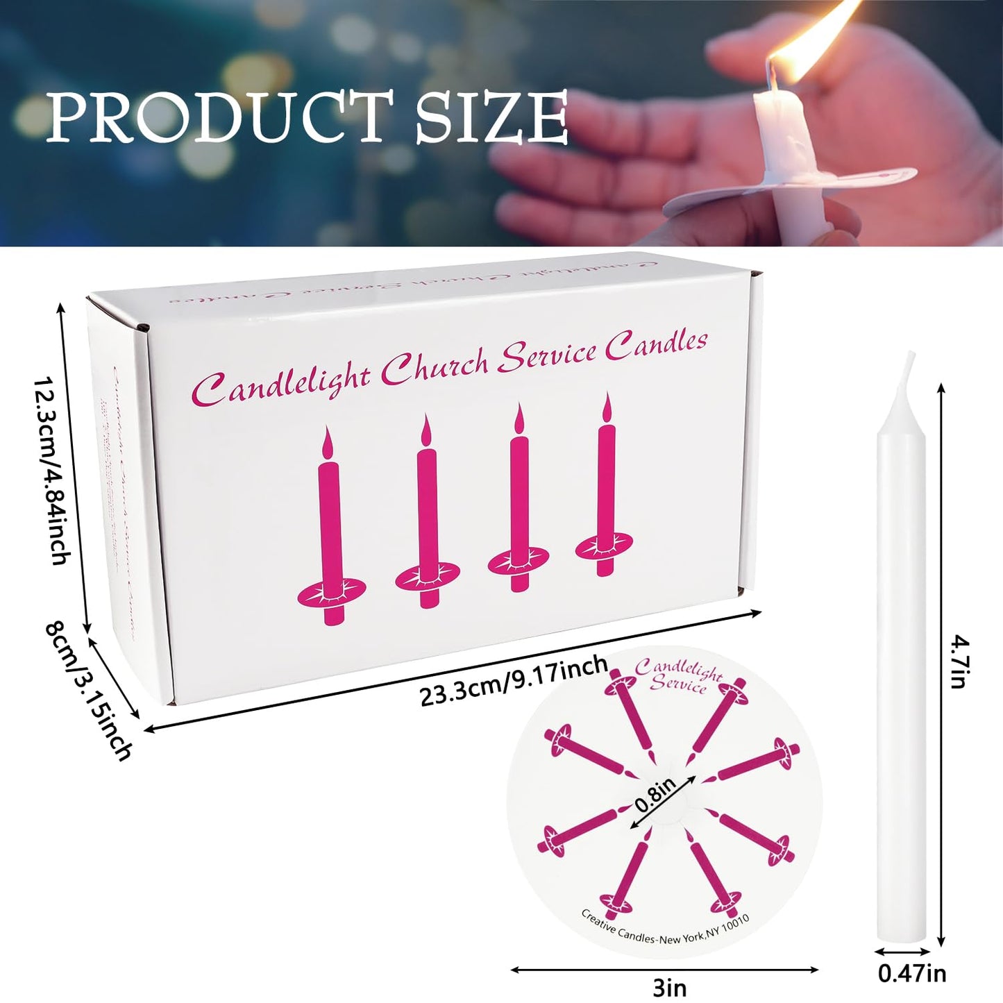 100Pack 4inch White Church Service Taper Candles with 3 Inch Paper Drip Catchers，Smokeless and Unscented | Ideal for Prayers, Vigil,Memorial Services, Religion,Shabbat, Prayer Candles