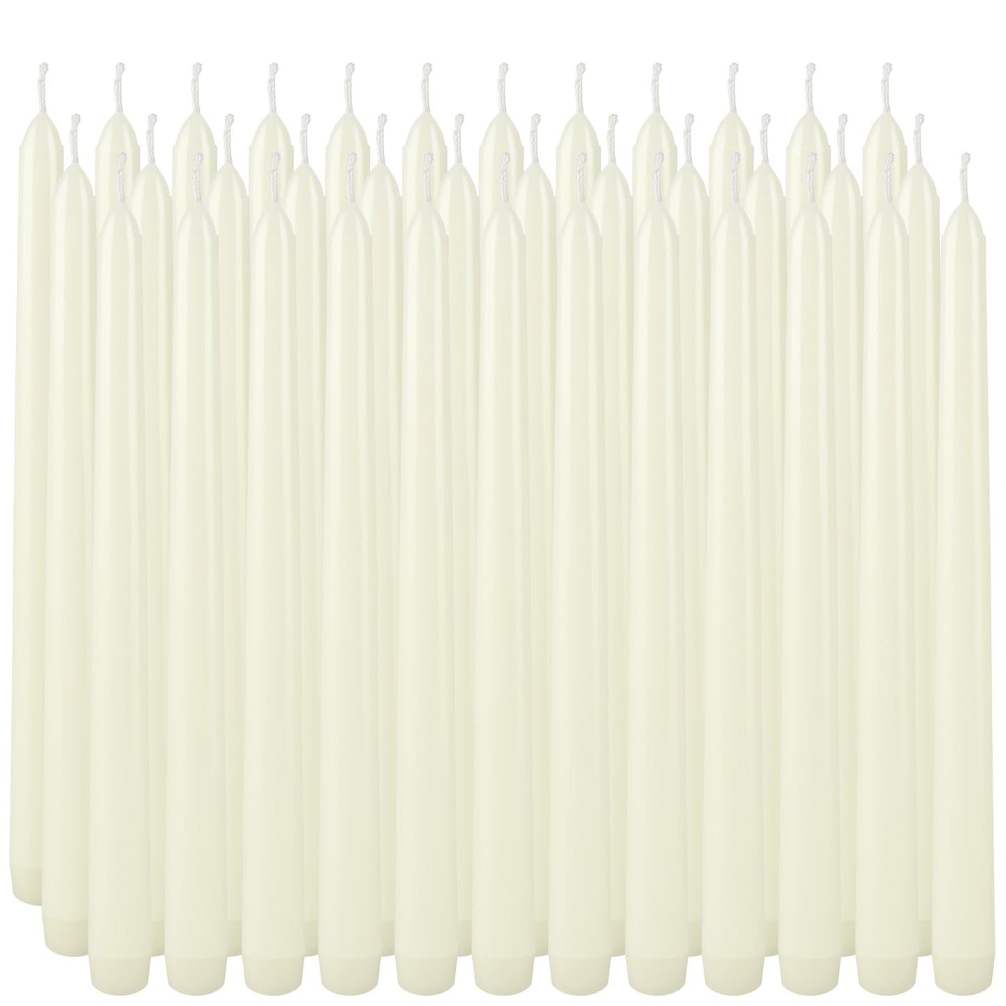 36 Pack Ivory Taper Candles 10 inch(H) Dripless, Smokeless & Unscented - Long Burning Time - Hand Poured Tall Candlesticks - Ideal for Restaurant,Weddings, Dinner Parties, and Home Decor