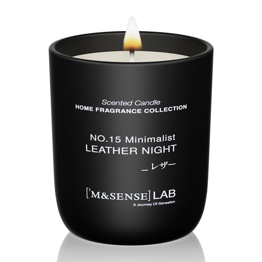 M&SENSE Natural Soy Candle| Leather Night | 5.3 oz | Mini Spring Scented Candles for Relaxation, Meditation, Home Décor | for Bedroom, Office, Party Small