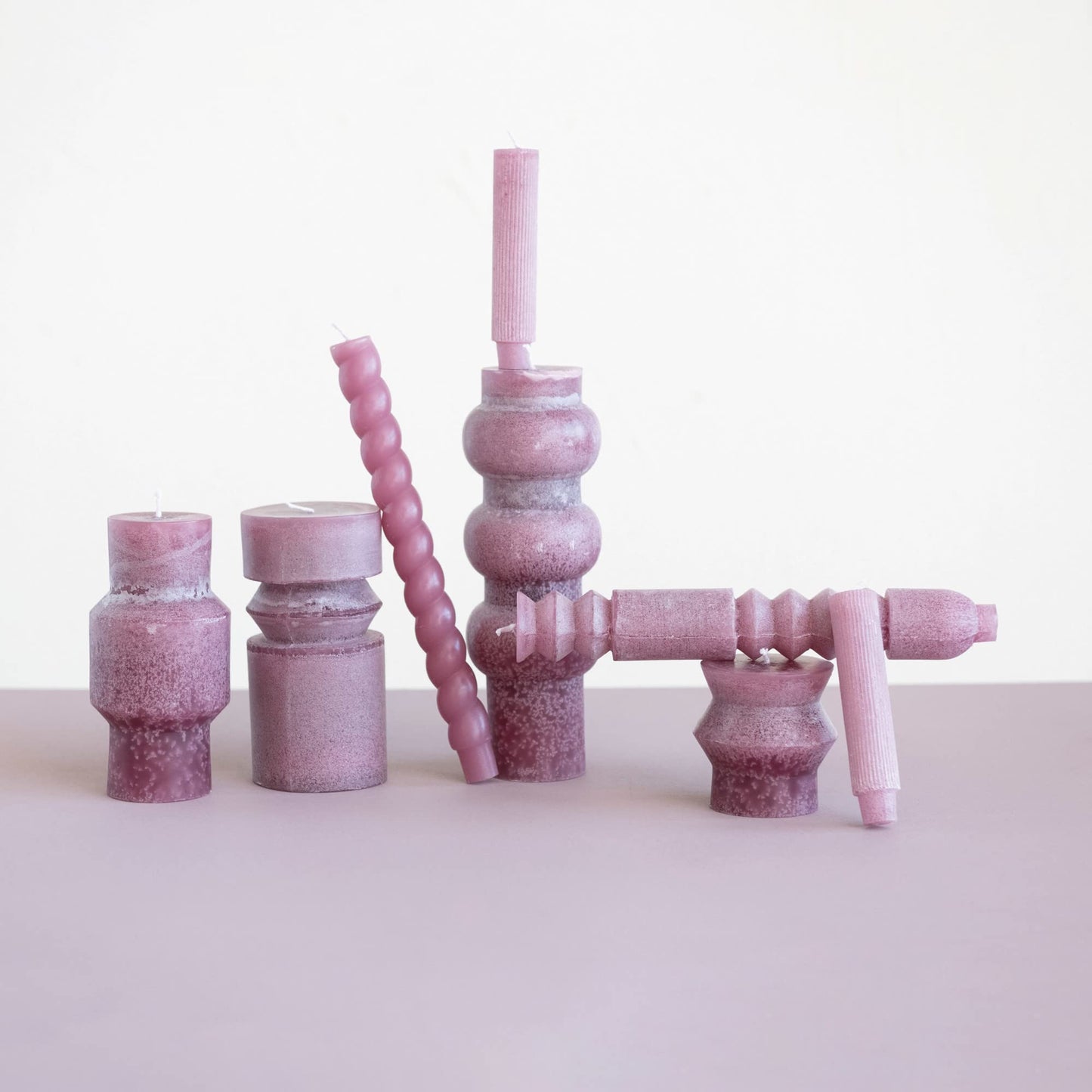 Creative Co-Op Unscented Totem Pillar, Pinot Candles, 3" L x 3" W x 6" H, Purple (Pack of 2)